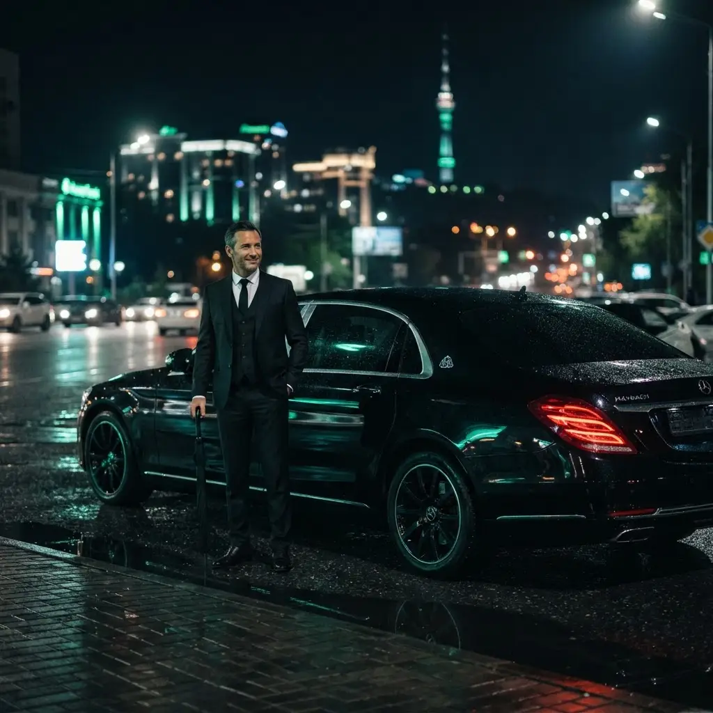Трезвый водитель Projekt Drive возле автомобиля в Алматы ночью